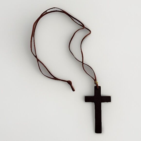 ✝️ Brown Wooden Cross Necklace Adjustable Cord for Men, Women & Children Jesus - Picture 2 of 10